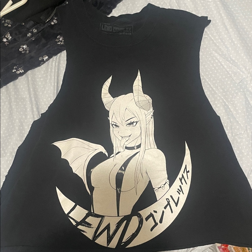 Black Graphic Crop Muscle Tee